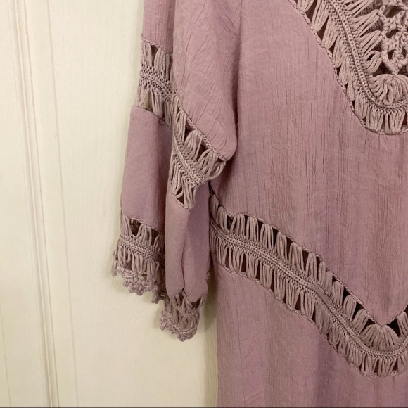 Lavender Knit Lagenlook Western Crochet Blouse - Picture 3 of 6
